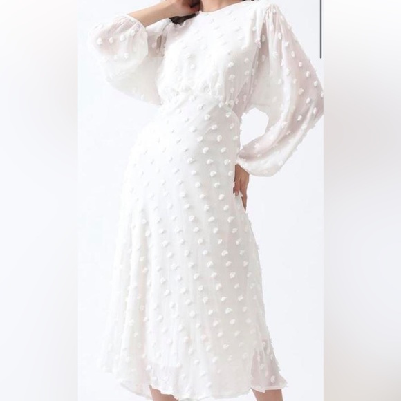 Chicwish white polka dot ‘cotton candy’ sheer midi dress - Picture 4 of 7